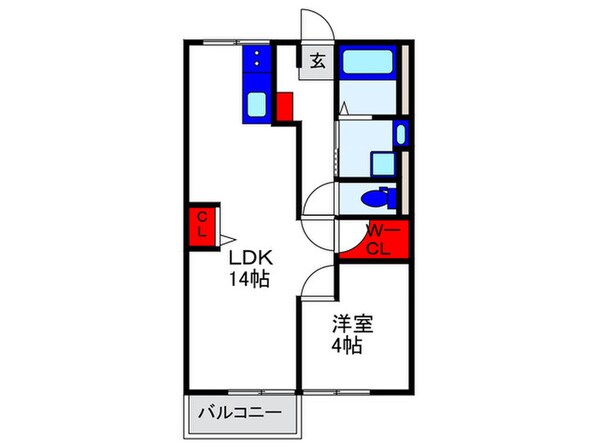 蛍池ハイツ東棟（２０８）の物件間取画像